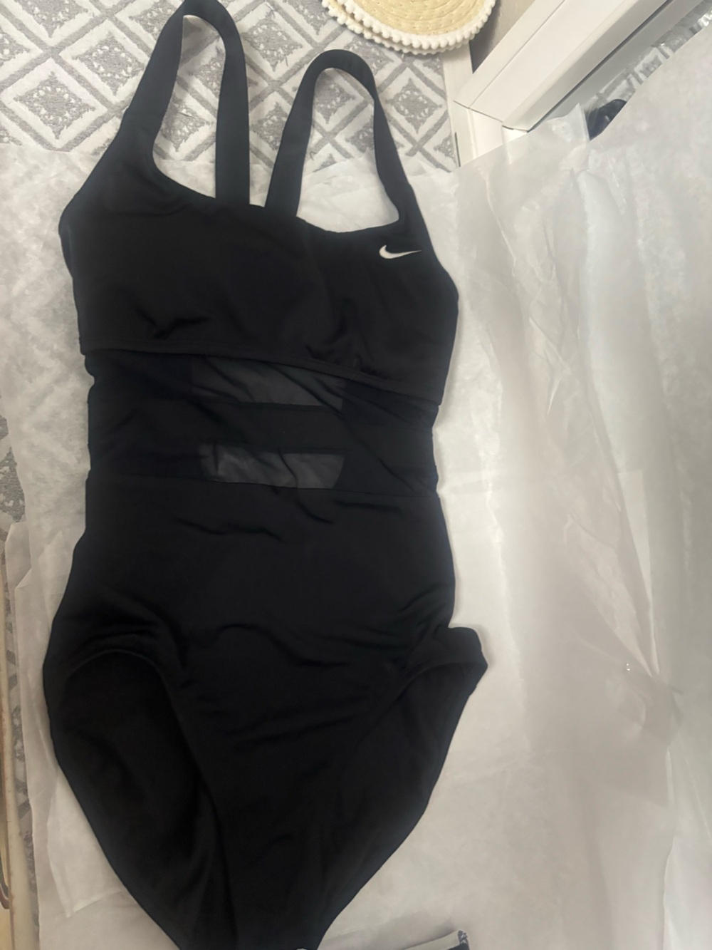 Nike Black One-Piece Swimsuit with Mesh Insets medium